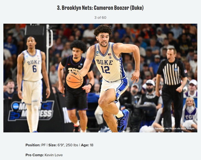 篮网锁定布泽尔探花顺位 空间型打法或成战力升